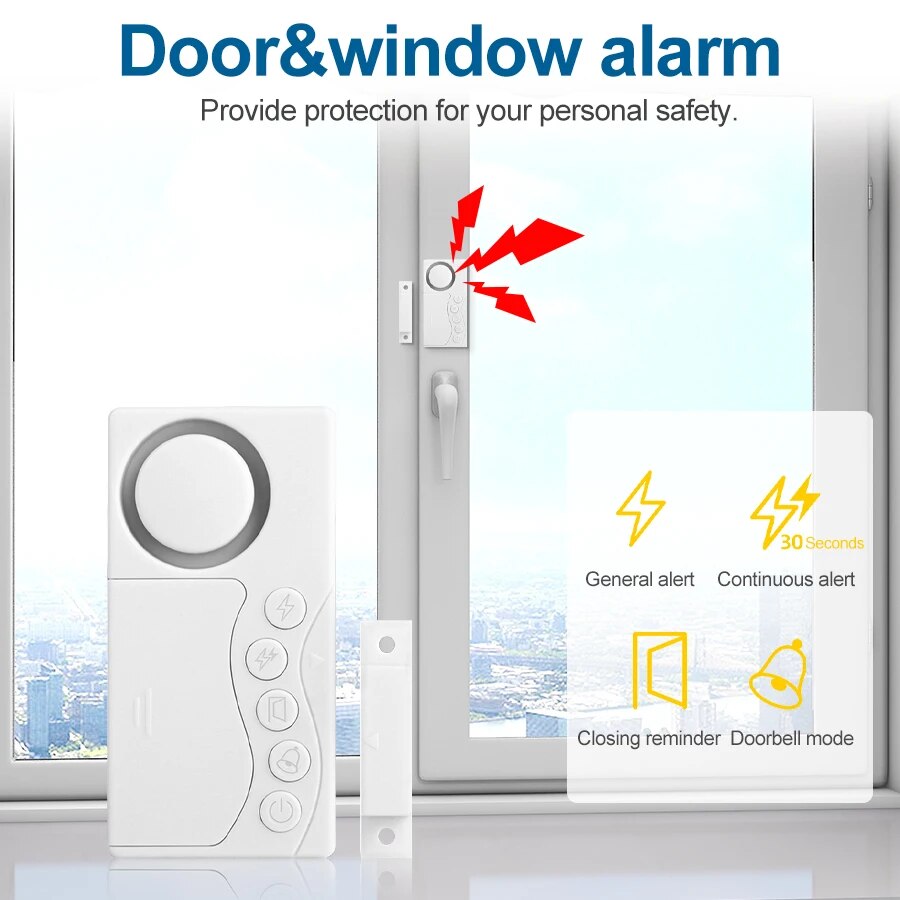 Home Security Systems Wireless - Wireless Door And Window Alarm 108dB