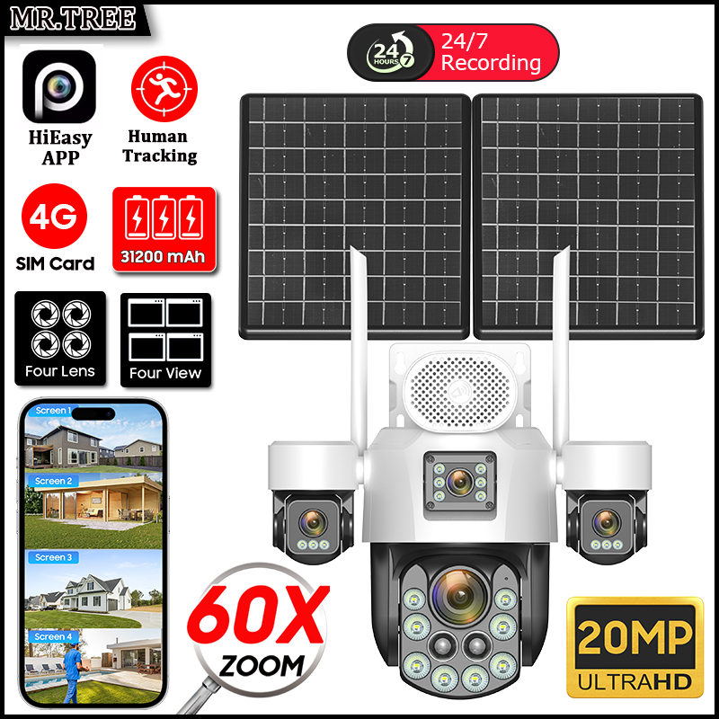 Home Security Services - AOV Four Lens Outdoor Surveillance Solar