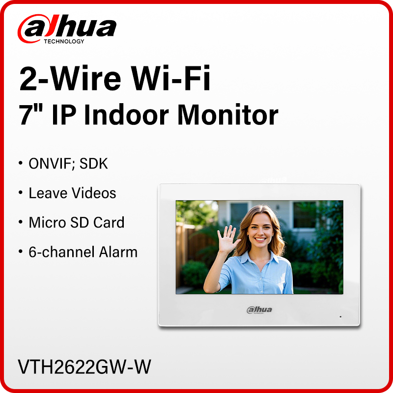 Home Security With Monitoring - Dahua 2-Wire WiFi Indoor Monitor 7