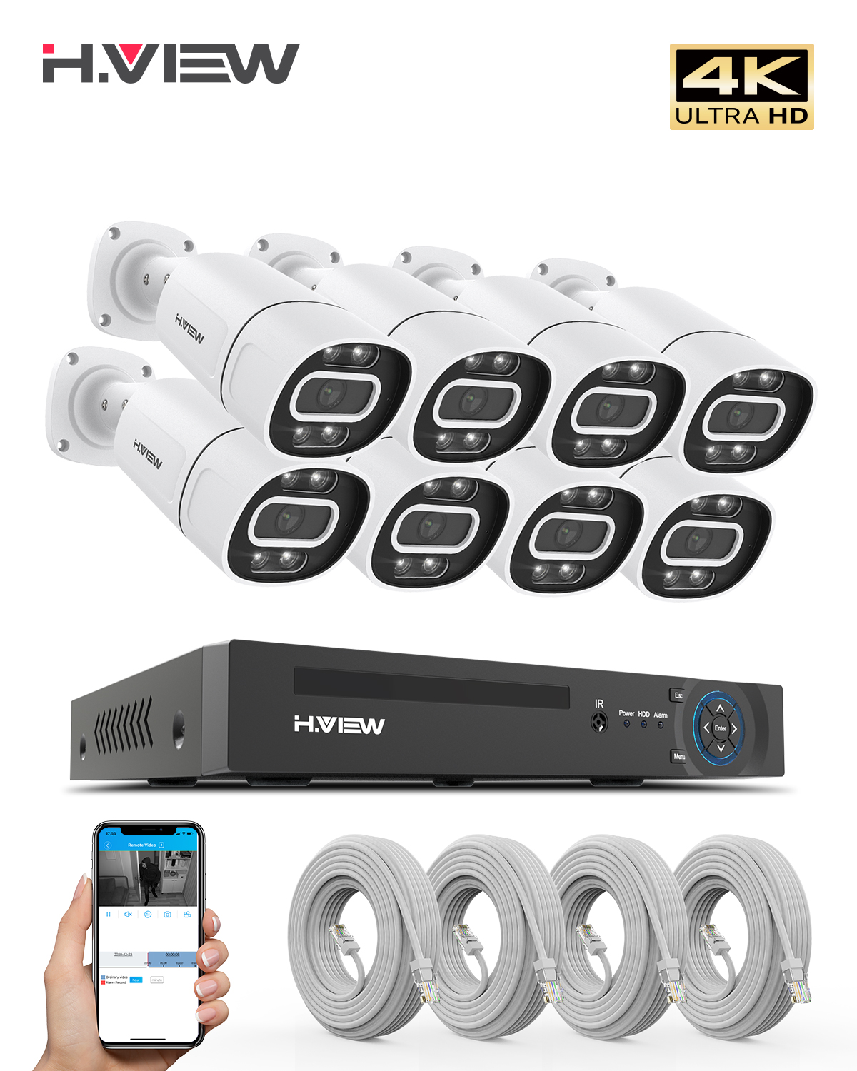 Home Security Services - H.View 4K 5Mp 8Mp poe Cctv