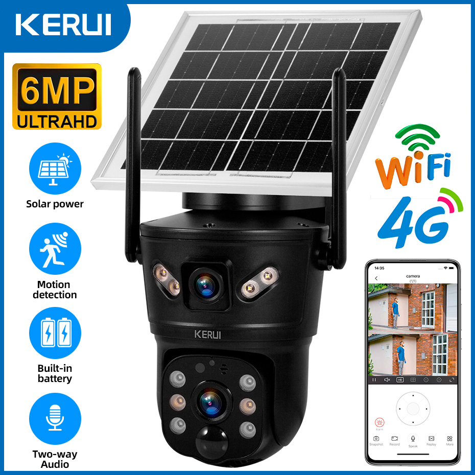 Home Security Services - KERUI Outdoor 6MP Solar Camera 4G