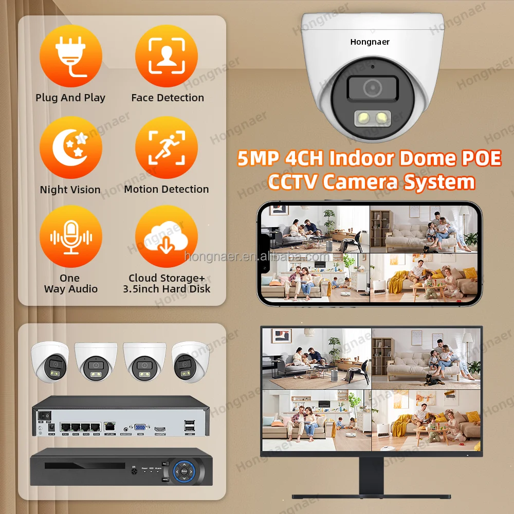2026 Hongnaer 4MP 5MP 8MP 4CH  - đánh giá và giá Home Security Systems Wireless