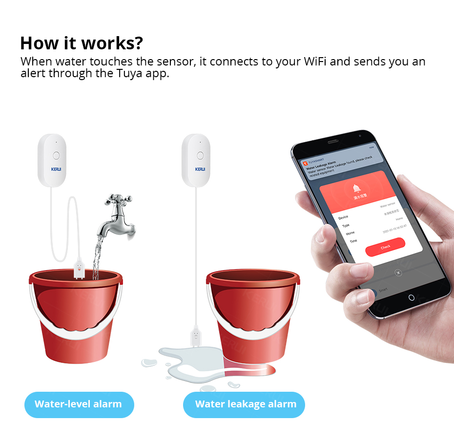 KERUI Smart  WiFi Water Sensor - đánh giá và giá Home Security With Monitoring