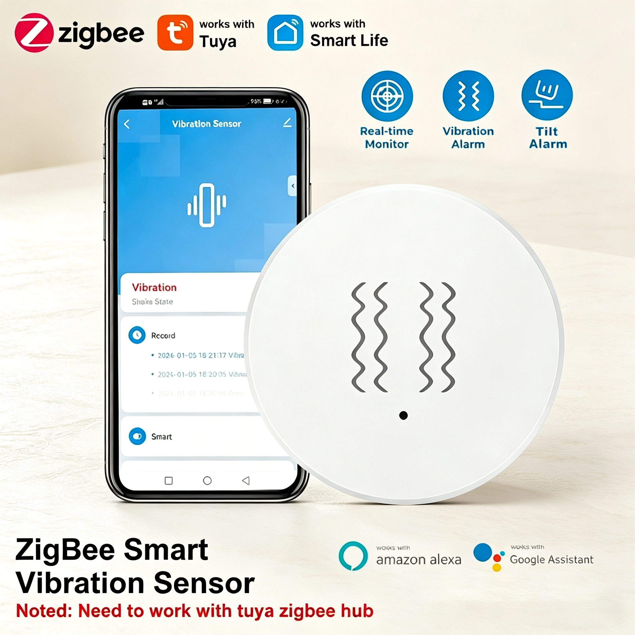 Tuya ZigBee Smart Vibration &  - đánh giá và giá Home Security Services