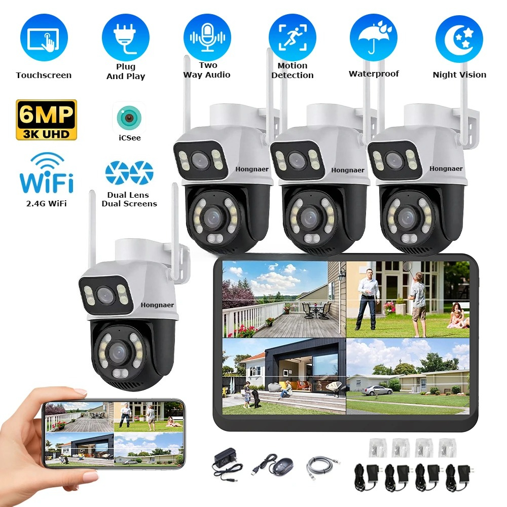 Hongnaer 6MP 4CH Dual Lens Hom - đánh giá và giá Home Security And Camera Systems