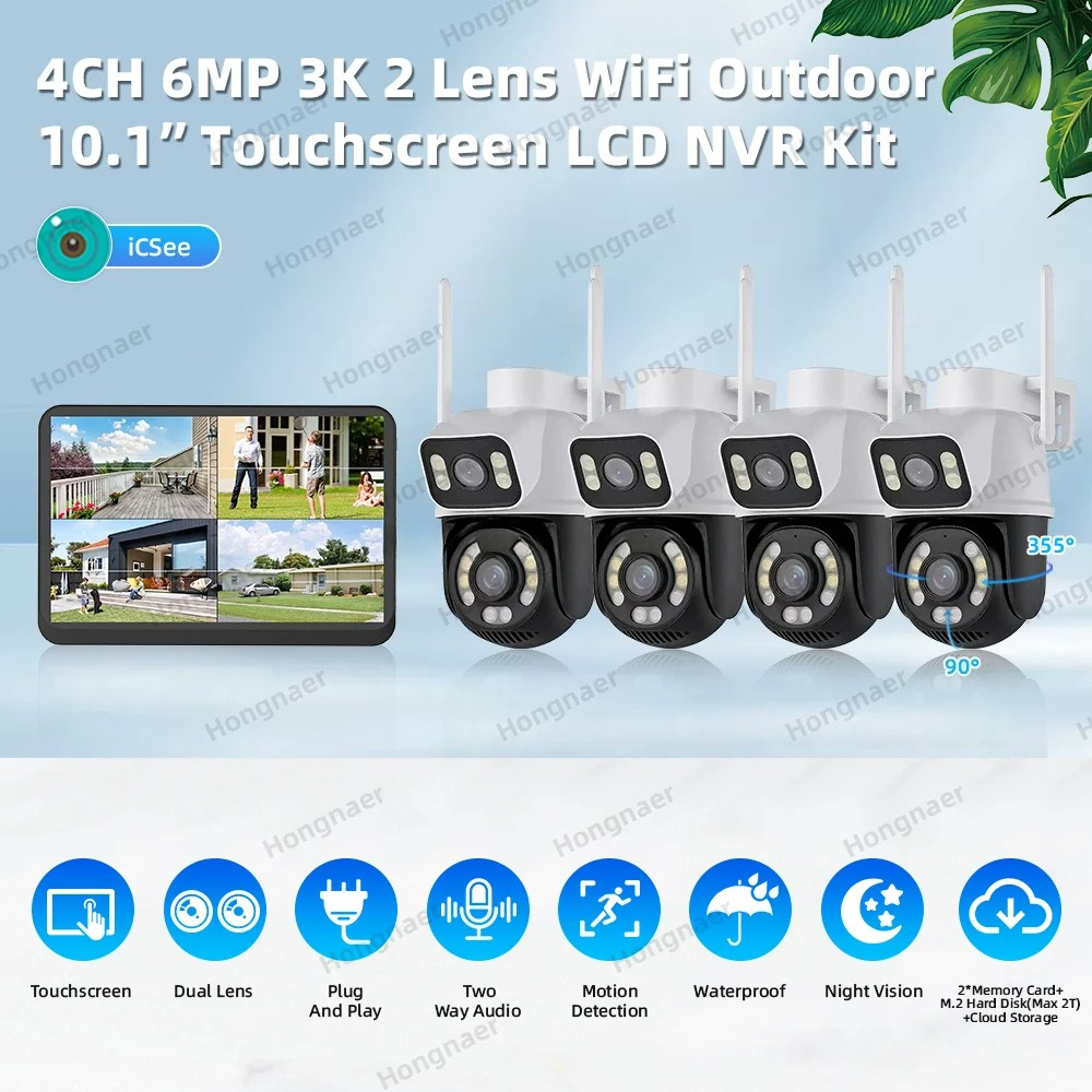 Hongnaer 6MP 4CH Dual Lens Hom - đánh giá và giá Home Security And Camera Systems